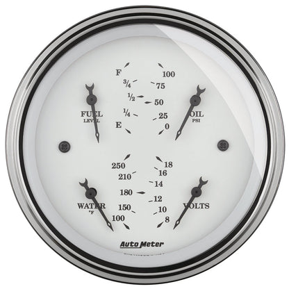 AutoMeter Gauge Quad 3-3/8in. 0 Ohm(e) to 90 Ohm(f)Elec Old Tyme White 1614
