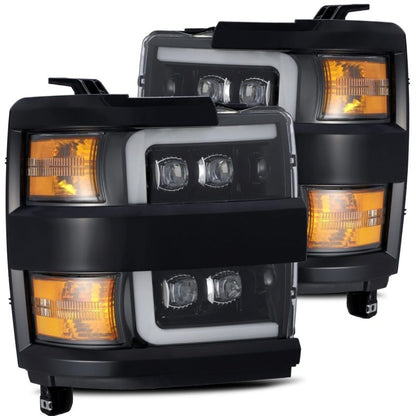 AlphaRex 15-18 Chevy 2500HD NOVA LED Proj Headlight Plank Style Jet Blk w/Activ Light/Seq Signal/DRL 880229 *Discontinued