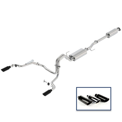 Ford Racing 15-18 F-150 5.0L Cat-Back Touring Exhaust System - Rear Exit Black Chrome Tips M-5200-F1550DTBA