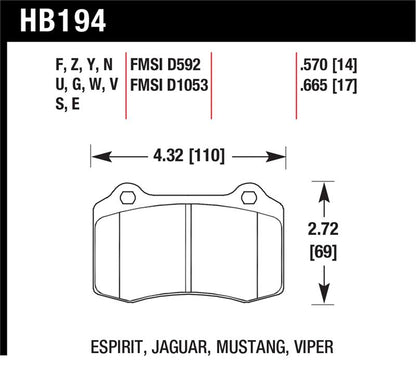 Hawk 2010 Camaro SS DTC-70 Race Rear Brake Pads