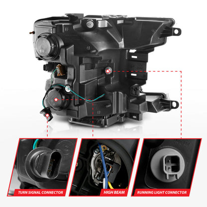 ANZO 2018-2019 Ford F-150 Projector Plank Style H.L. Black Amber (Without Switchback) 111467