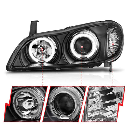 Anzo 2000-2004 Infiniti I30 Projector Headlights w/ Halo Black