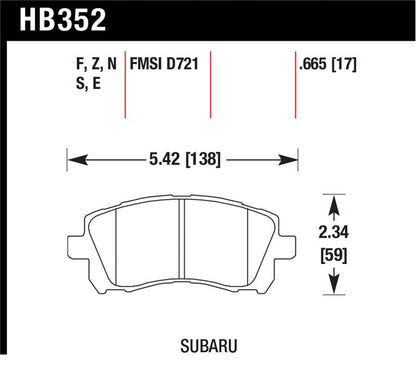 Hawk 02-03 WRX / 98-01 Impreza / 97-02 Legacy 2.5L / 98-02 Forester 2.5L D721 HPS Street Front Brake