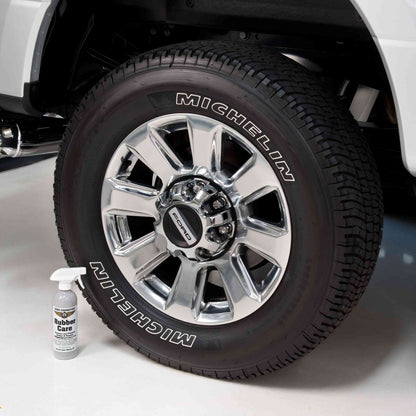 Tire Care Kit - Tire Soap 16oz, Rubber Care 16oz, Tire Brush, Aero Microfiber Towels, and Rubber Care Applicator.