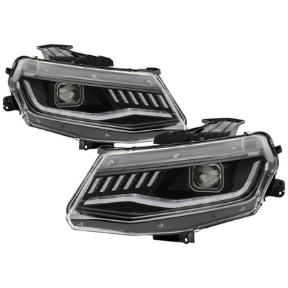 Spyder Chevy Camaro 16-18 Halogen Model Full LED Headlights Black PRO-YD-CCAM16HALAP-SEQ-BK 5087317