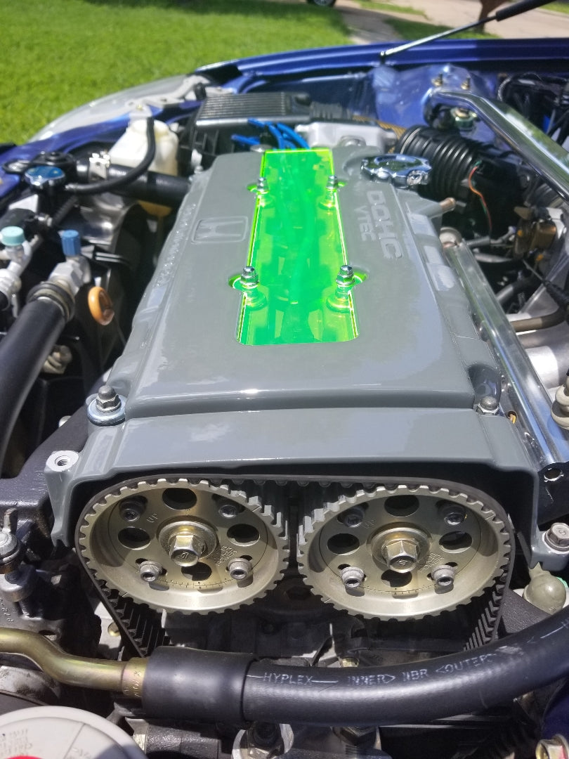 GREEN FLUORESCENT Valve Cover Spark Plug Insert For Honda B18 B16 B Series 