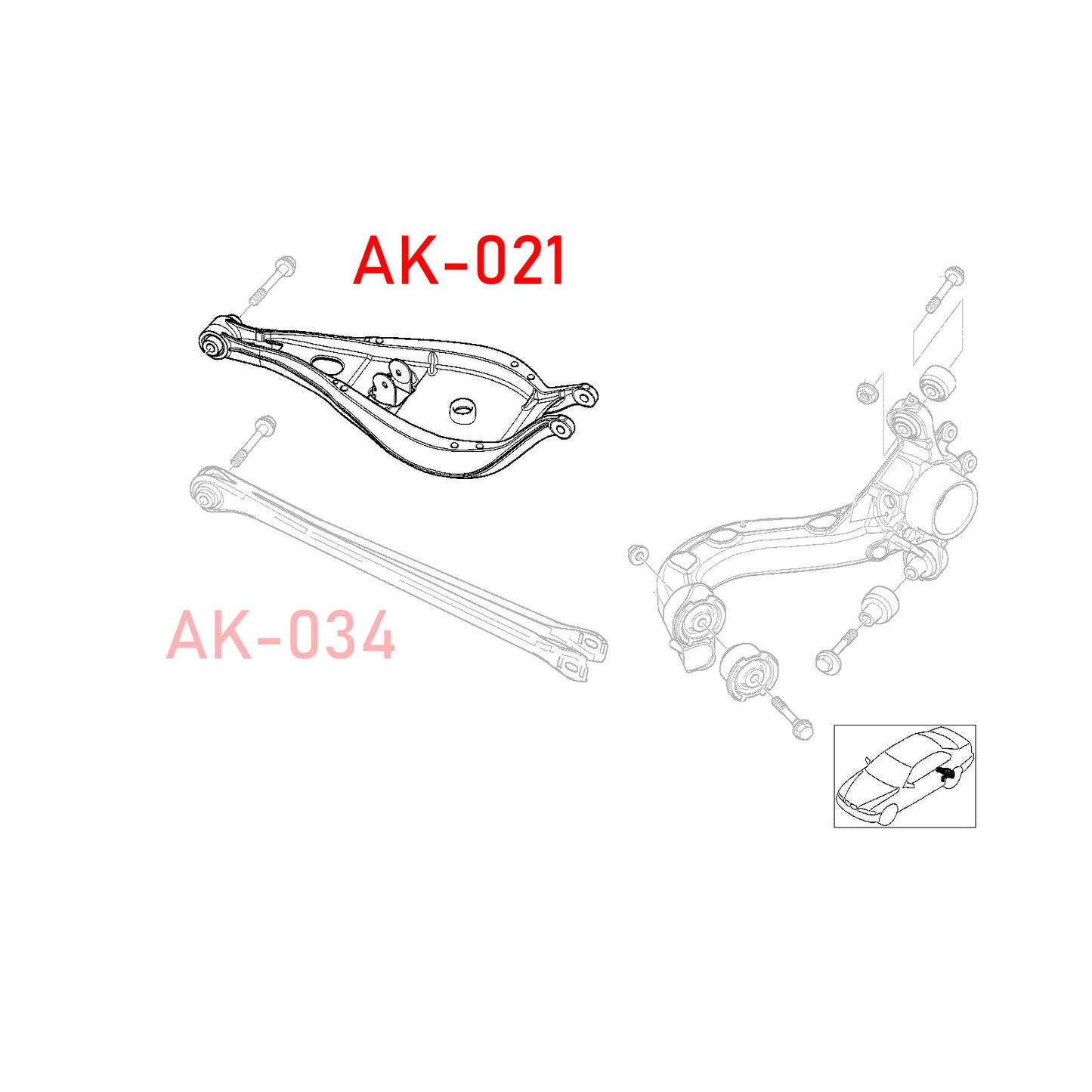 GODSPEED BMW 3-Series Coupe / Sedan / Convertible (E46) 1999-06 Adjustable Rear Toe Arms With Bucket Delete