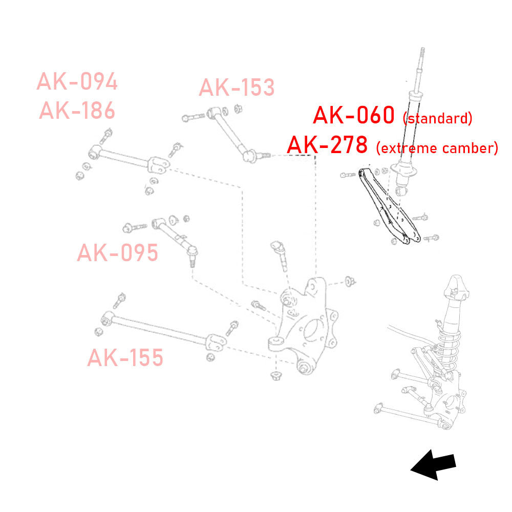 GODSPEED Lexus GS (S190) 2006-11 Adjustable Rear Lower Control Arms