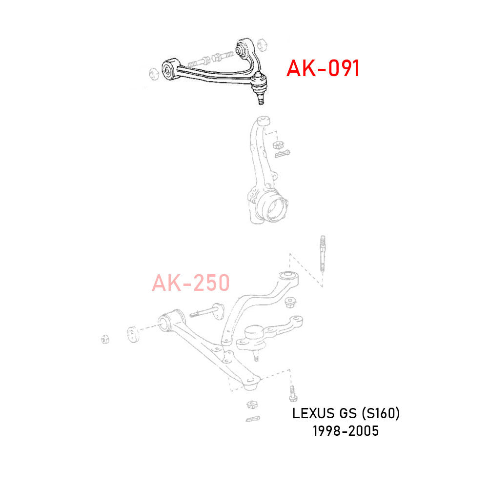 GODSPEED Lexus GS (S160) 1998-05 Adjustable Front Upper Camber Arms With Ball Joints