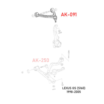 GODSPEED Lexus GS (S160) 1998-05 Adjustable Front Upper Camber Arms With Ball Joints