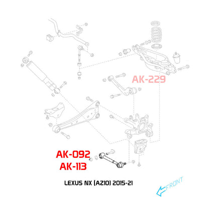 GODSPEED Lexus NX (AZ10) 2015-21 Adjustable Rear Toe Arms With Spherical Bearing