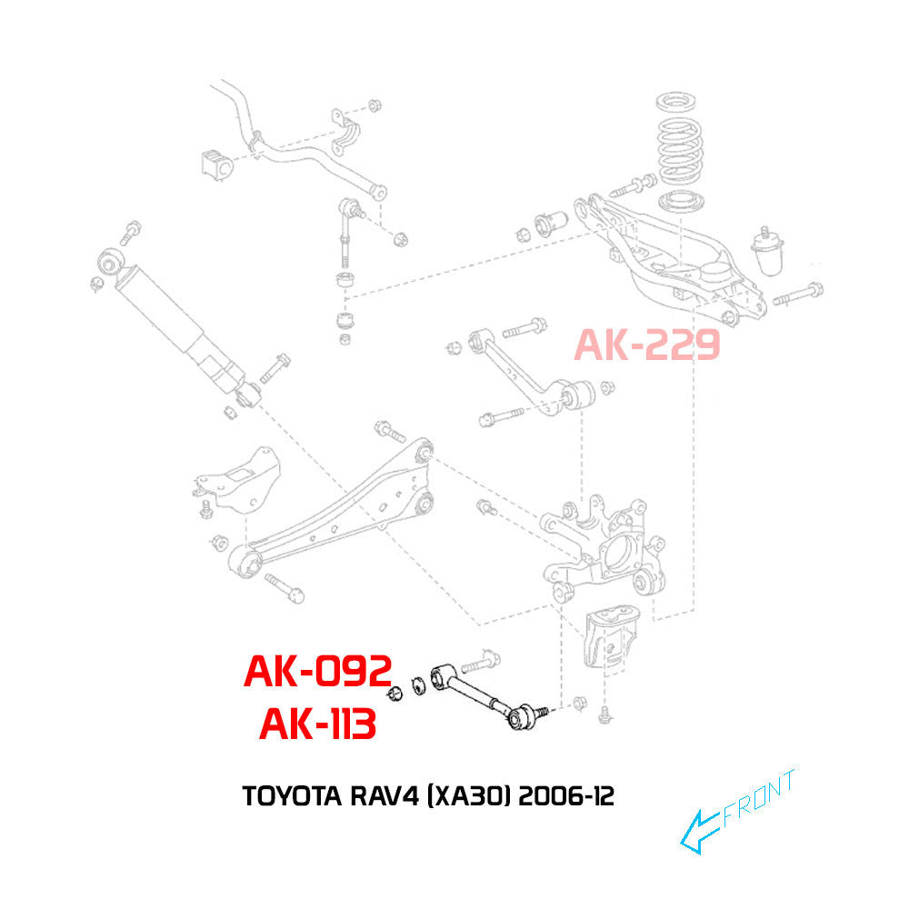 GODSPEED Toyota RAV4 (XA30) 2006-12 Adjustable Rear Toe Arms With Spherical Bearings