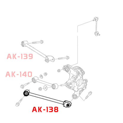 Godspeed Acura TL (UA8/UA9) 2009-14 Adjustable Rear Arms With Spherical Bearings