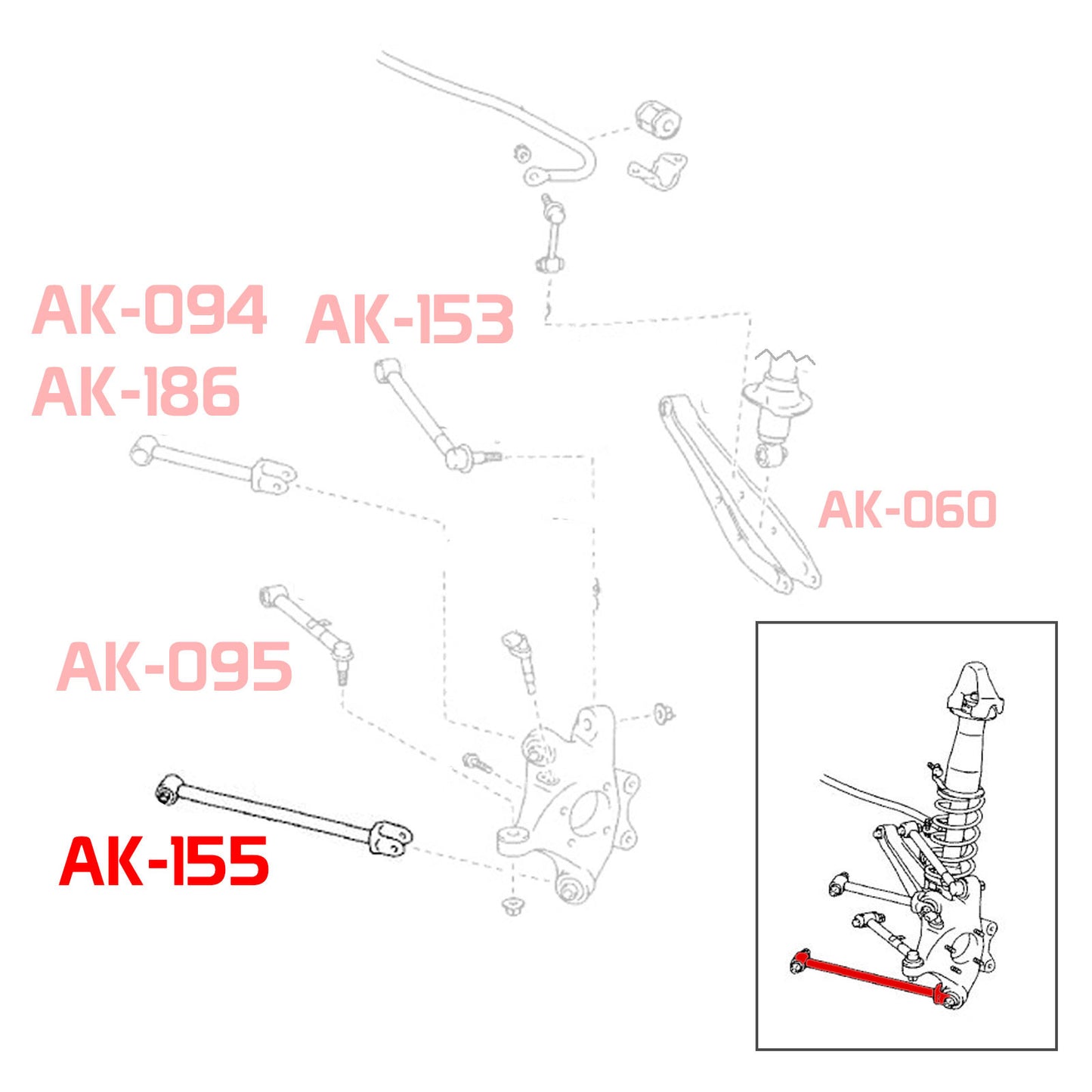 GODSPEED Lexus GS (S190) 2006-11 Adjustable Toe Rear Lower Forward Lateral Arms With Spherical Bearings