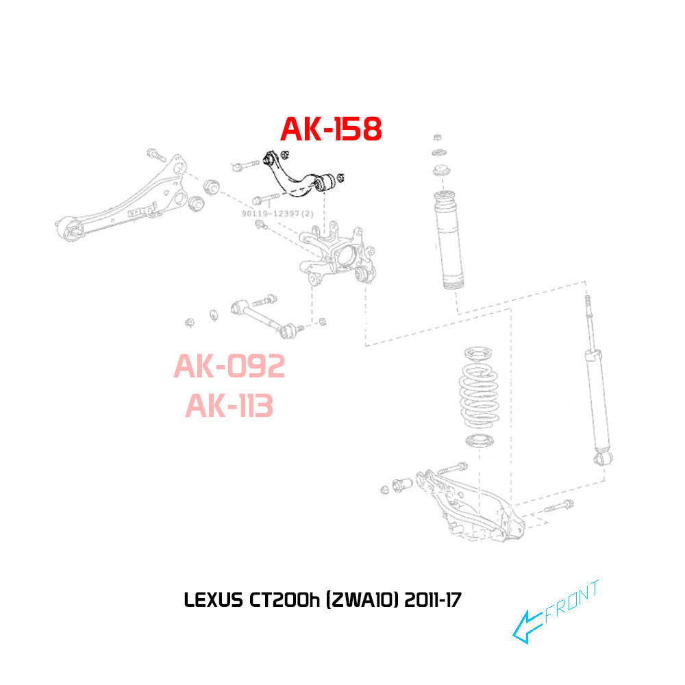 GODSPEED Lexus CT200h (ZWA10) 2011-17 Adjustable Rear Upper Control Arms With Spherical Bearings