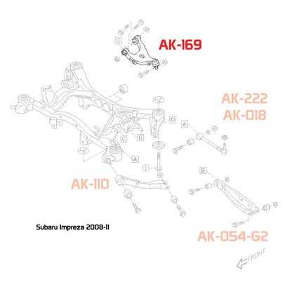 GODSPEED Subaru Impreza (GE/GH) 2008-11 Adjustable Rear Upper Camber Arms With Ball Joints
