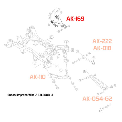 GODSPEED Subaru Impreza WRX / WRX STI (GR/GV) 2008-14 Adjustable Rear Upper Camber Arms With Ball Joints