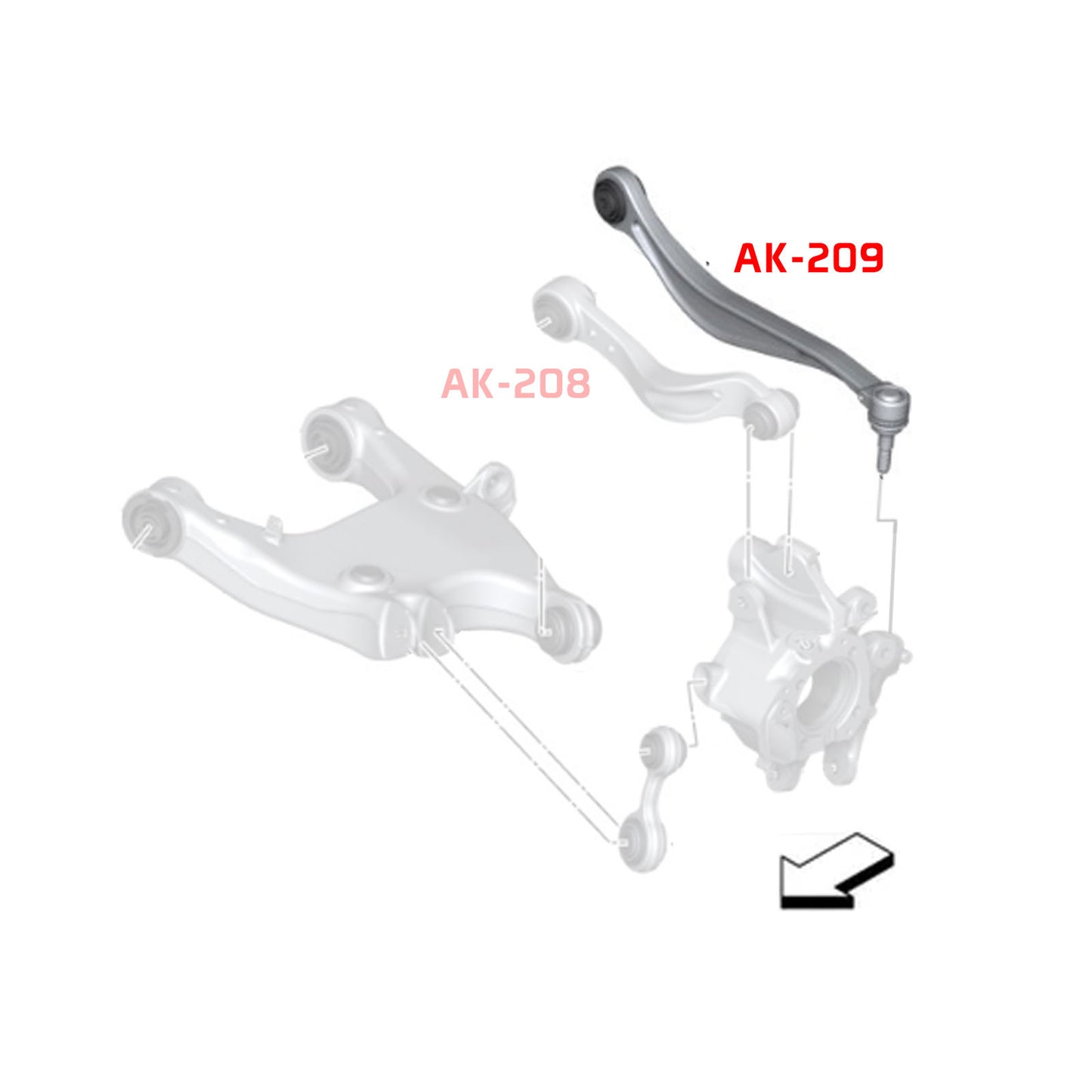 GODSPEED BMW 5-Series Sedan (F10) 2011-16 Adjustable Toe Rear Arms With Ball Joints