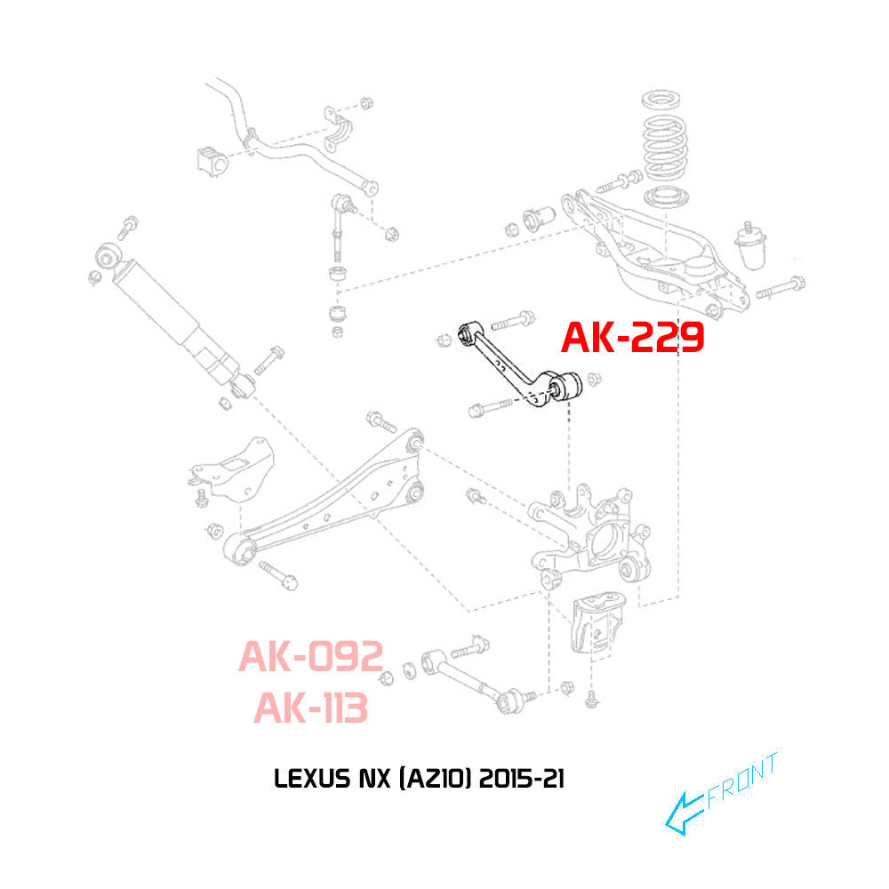 GODSPEED Lexus NX (AZ10) 2015-21 Adjustable Rear Upper Control Arms With Spherical Bearings