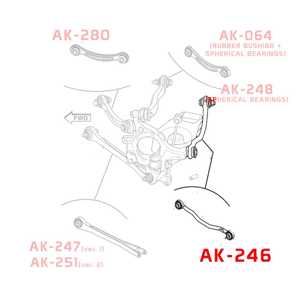 GODSPEED PROJECT Adjustable Rear Toe Arms with Spherical Bearings for Dodge Magnum (LX) 2005–2008
