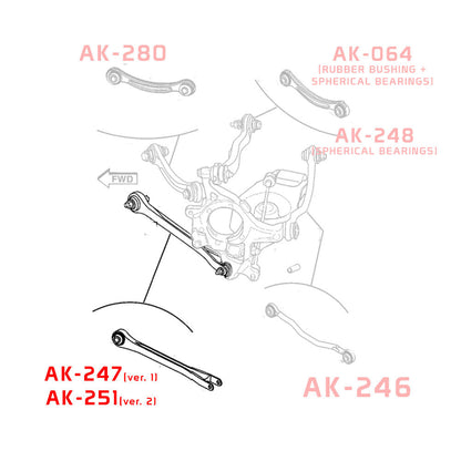 GODSPEED Chrysler 300 (LX) 2005-23 Adjustable Rear Trailing Arms w/ Spherical Bearings
