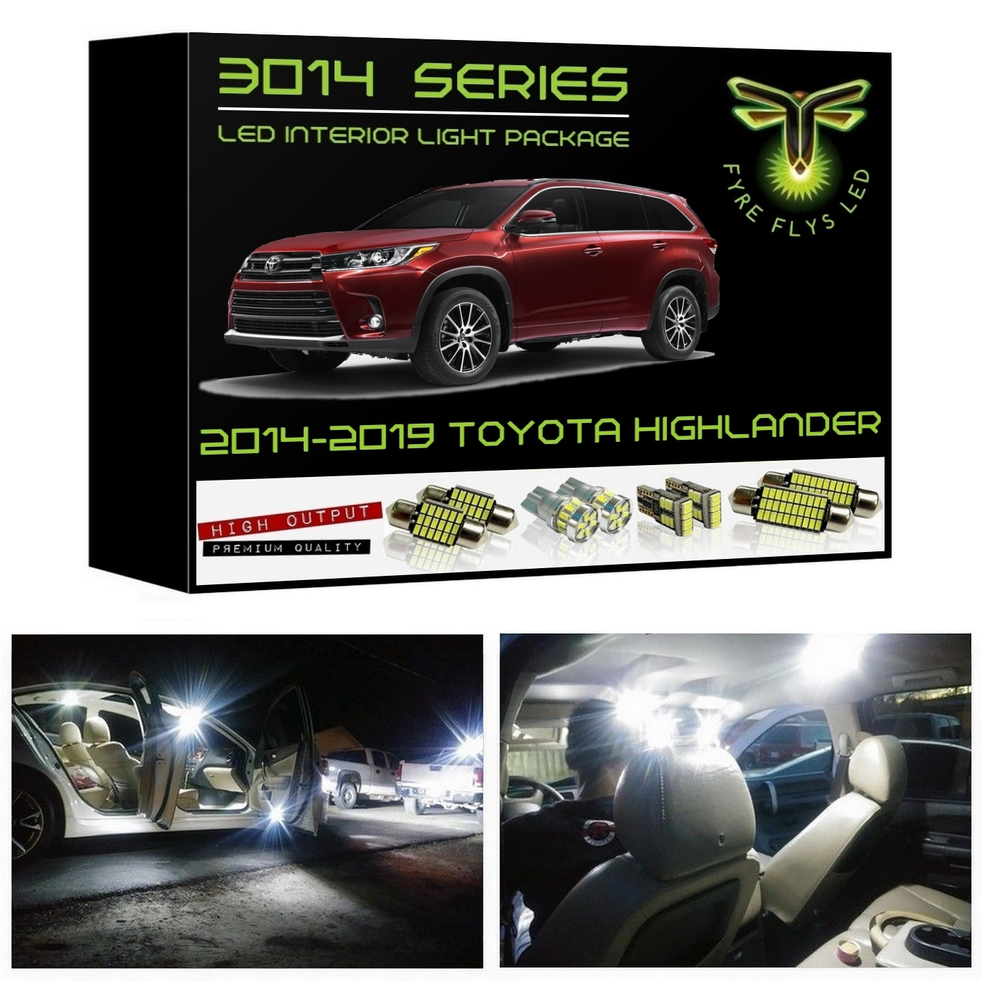 2014-2019 Toyota Highlander Super Bright 3014 Series LED interior light kit
