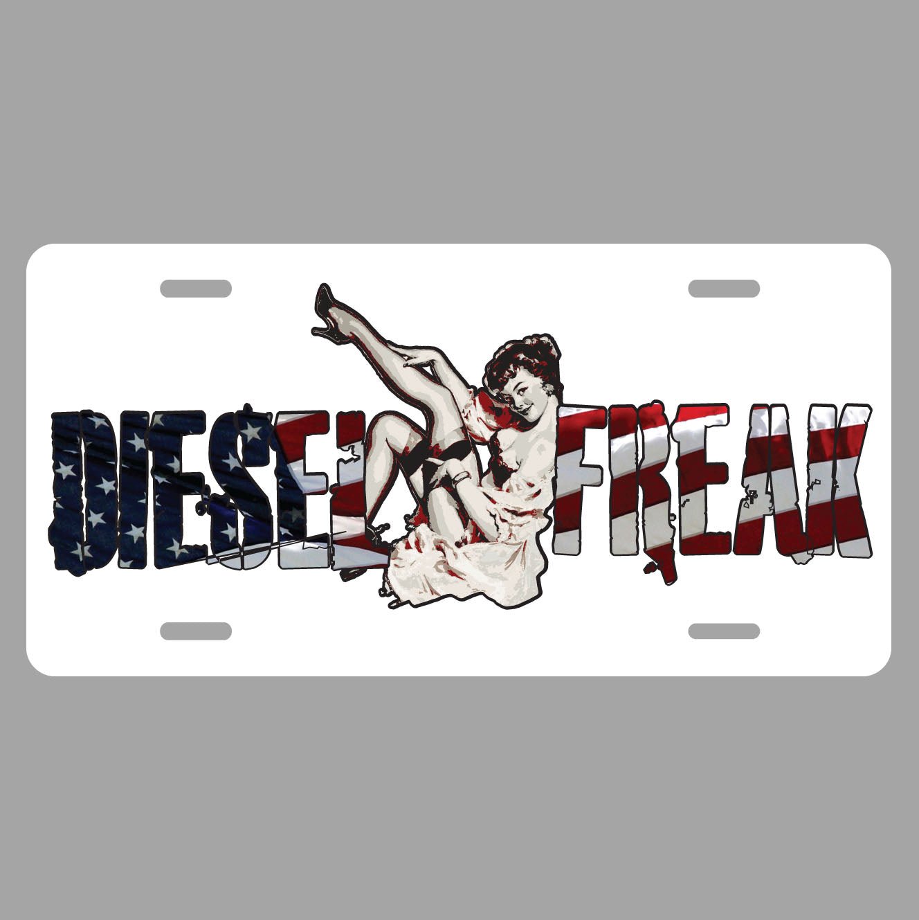 American Flag Pin-Up License Plate