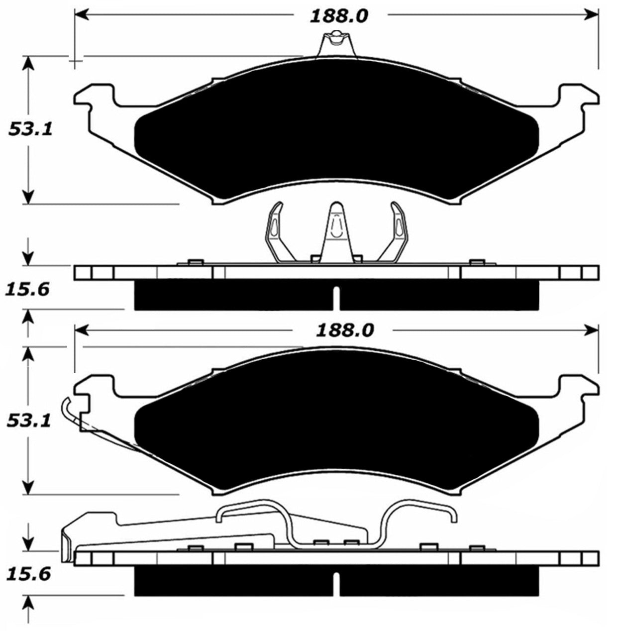 Porterfield Brake Pads for 1990 FORD TAURUS Rear Disc w/steel piston
