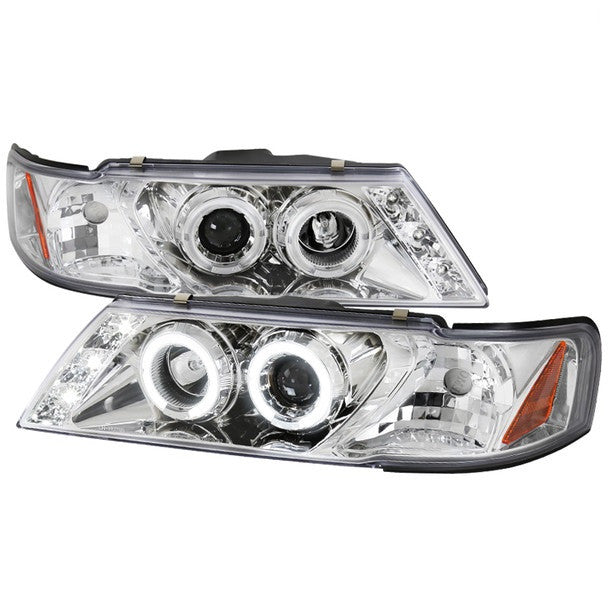 Spec-D 95-99 Nissan Sentra Projector Halo Headlights Matte Black/Clear