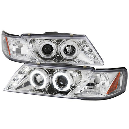 Spec-D 95-99 Nissan Sentra Projector Halo Headlights Matte Black/Clear