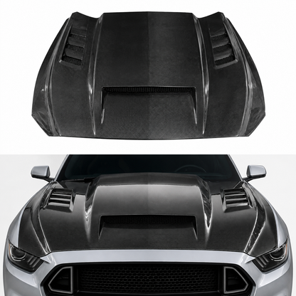 Functional Dry Carbon Fiber Vented Performance Hood for Ford Mustang