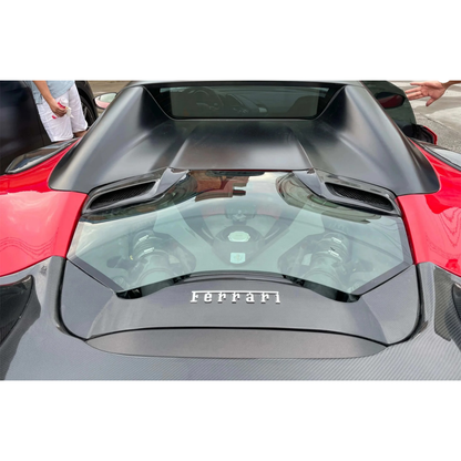 Carbon Fiber Rear Engine Bonnet Cover Window for Ferrari 488 Spyder