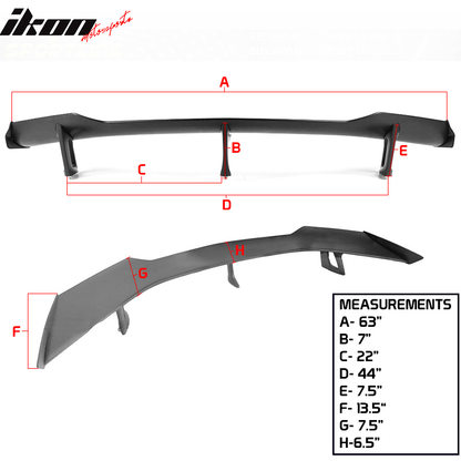 Universal Fitment 3 Post Unpainted Black Rear Spoiler Wing ABS