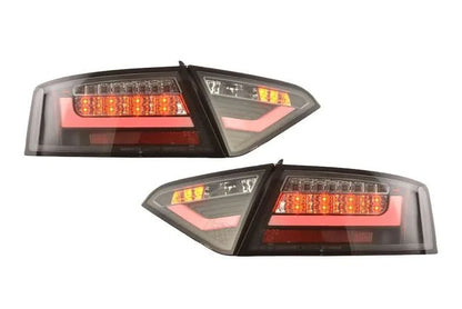 Audi A5 (B8 - 8T) Coupe Black Clear LED Bar Taillights (2007-2011)- For Halogen Models