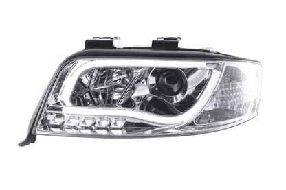 Audi A6 (C5 4B) Chrome LED Headlights with Daytime Running Lights (2001-2004) - With R87 approval