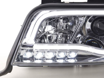 Audi A6 (C5 4B) Chrome LED Headlights with Daytime Running Lights (2001-2004) - With R87 approval