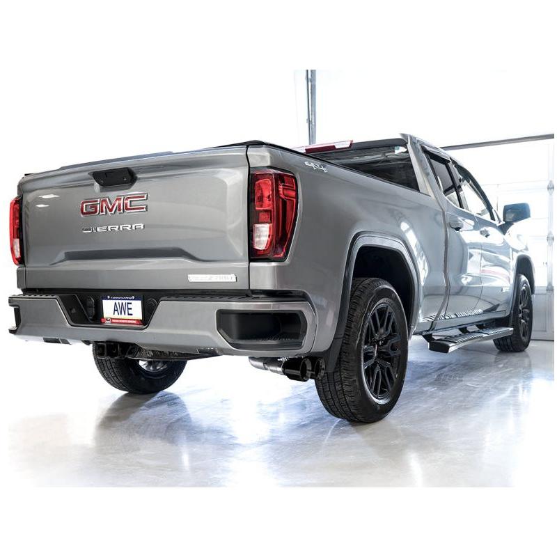 AWE Tuning 4th Gen GM 1500 5.3L 0FG Catback Dual Side Exit (Flat Bumper) - Diamond Tips