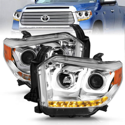 Anzo 2014-2015 Toyota Tundra Projector Headlights w/ U-Bar Chrome w/ DRL