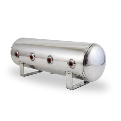 AIRLIFT 2.5 Gal Alum Air Tank - (4) 1/4" face ports, & 1/4" drain port - 20" L