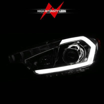 ANZO 2014-2016 Kia Forte Projector Headlights w/ Light Bar Chrome Housing 121561