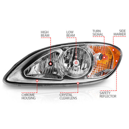 ANZO 2008-2016 International Prostar Crystal Headlights Chrome Housing 131033