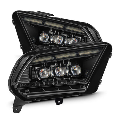 AlphaRex 13-14 Ford Mustang NOVA LED Proj Headlights Alpha-Blk w/Actv Light & Seq.Sig / SB DRL 880488 *Discontinued