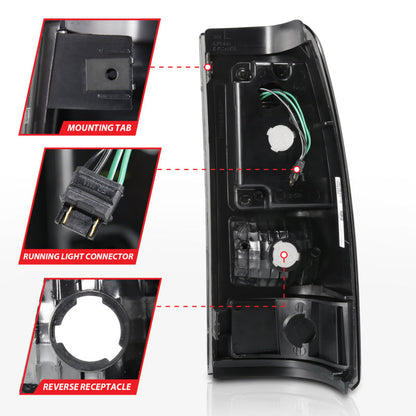 ANZO 2003-2006 Chevy Silverado 1500 LED Taillights Plank Style Black w/Clear Lens 311327
