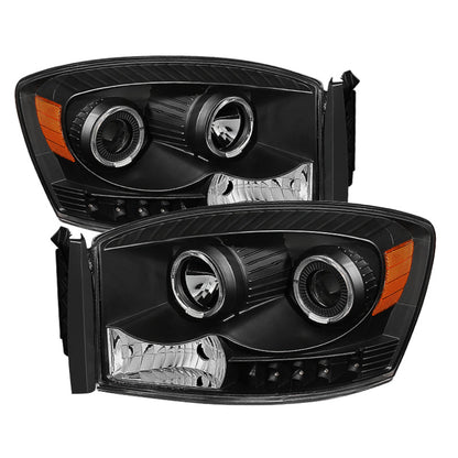 SPYDER Xtune Dodge Ram 1500 06-08 / Ram 2500/3500 06-09 Halo Projector Headlights Black PRO-JH-DR06-LED-BK 9028328