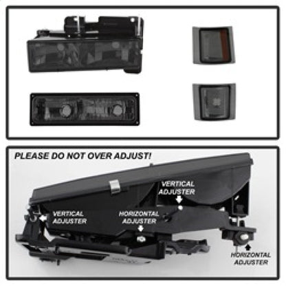 SPYDER Xtune Chevy Suburban 94-98 Headlights w/ Corner & Parking Lights 8pcs Smoked HD-JH-CCK88-AM-SM-SET 5072238