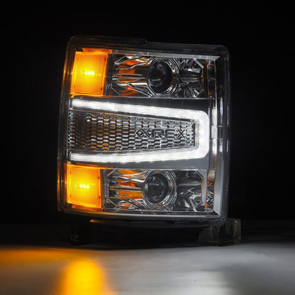 AlphaRex 14-15 Chevy 1500 PRO-Series Projector Headlights Chrome w/Sequential Signal &  DRL 880246 *Discontinued