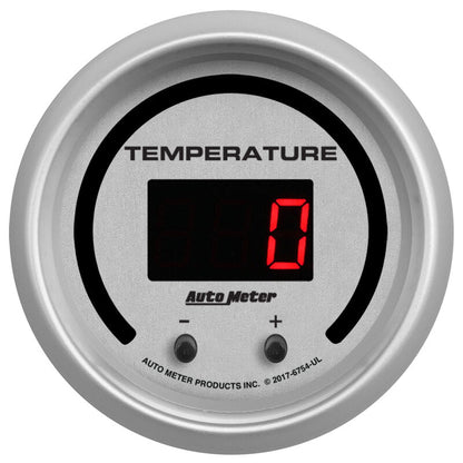 Autometer 52.4mm Silver Switchable 60-340 Degrees F/40-170 Degrees C Ultra-Lite Elite Digital Gauge 6754-UL