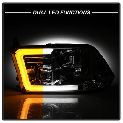 Spyder 09-16 Dodge Ram 1500 Ver 2 Proj Headlight - Light Bar Turn Signal - Chro - PRO-YD-DR09V2-SB-C 5086259