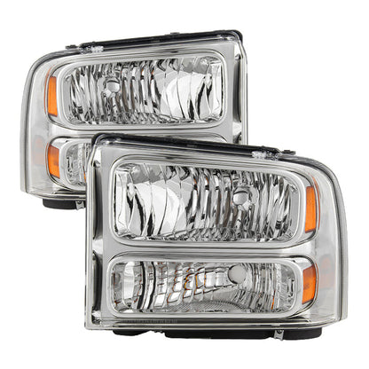 SPYDER Xtune Ford F250 F350 F450 Superduty Excursion 99-04 Headlights Chrome HD-JH-FF25099-HA-C 9033018