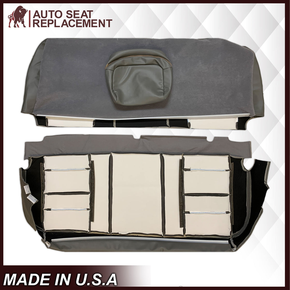 2003 2004 2005 2006 2007 Ford F250 F350 F450 Super Duty Full Front Row & Second Row With Full Bench Perforated Genuine Leather Seat Covers